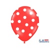 Balónky pastelové červené - bílé puntíky - 50 ks