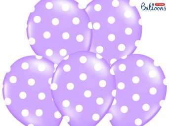 Balónky pastelové fialové - bílé puntíky - 50 ks
