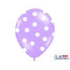 Balónky pastelové fialové - bílé puntíky - 50 ks