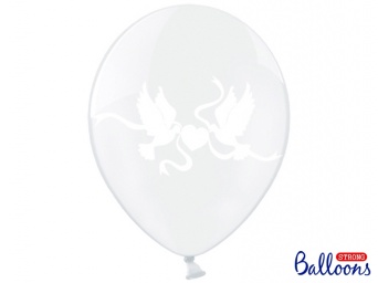 Balónky průhledné - bílé holubičky - 50 ks