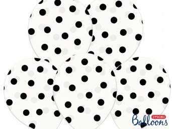 Balónky průhledné - černé puntíky - 50 ks